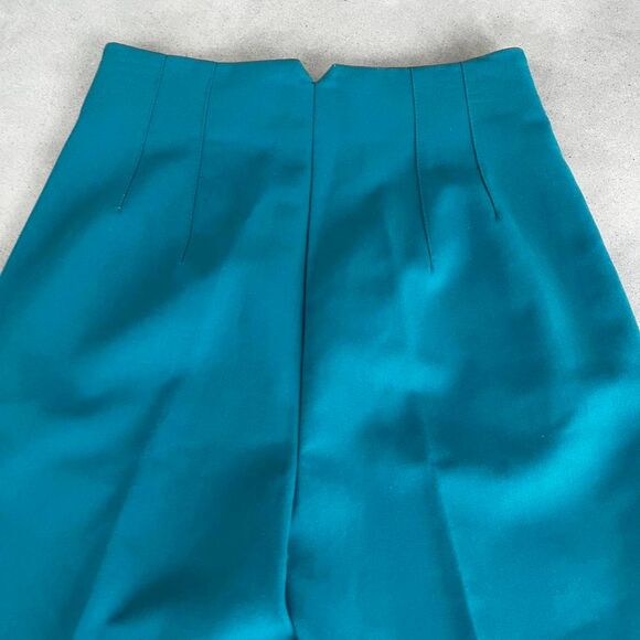 ZARA High Waisted Slim Tapered Trouser Dress Pants Seam Detail Teal Size Small - Picture 4 of 8